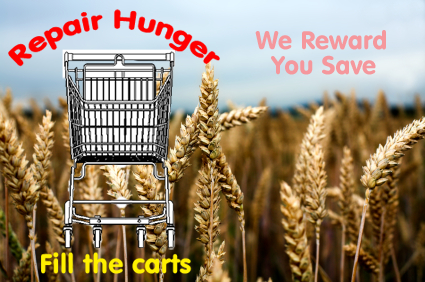 Emtpy Shopping cart in a field of wheat.